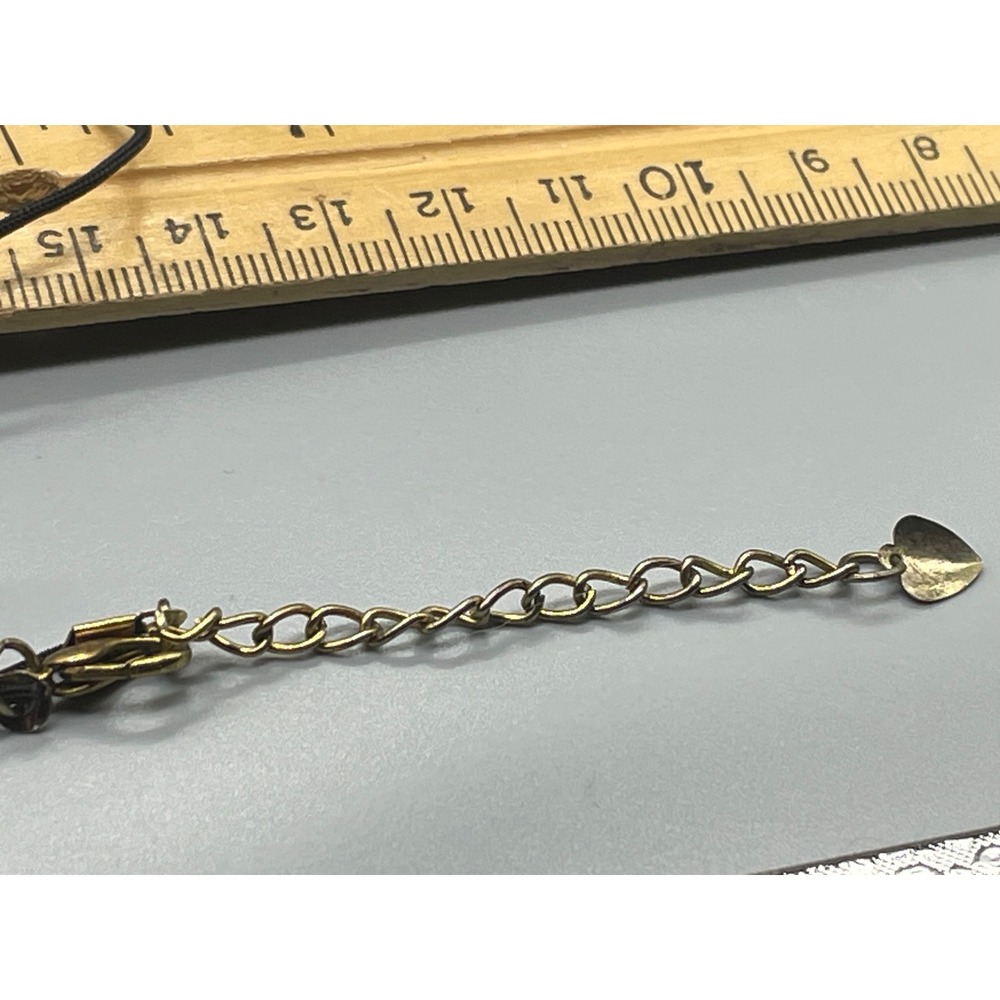 Teardrop Amber Pendant Necklace Adjustable Cord Gold Tone Heart Charm‎ - Picture 5 of 7